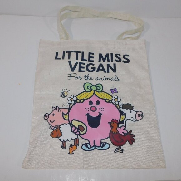 Little Miss Vegan For the Animals Graphic Tote Bag 13" x 14.5" - Picture 1 of 4